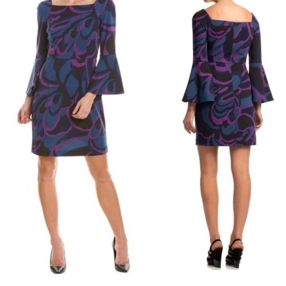 Trina Turk Miley Garden Print Bell‎ Sleeve Dress Size 12 Women